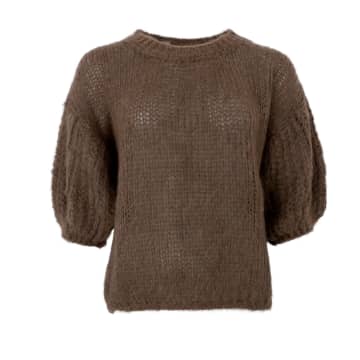 Black Colour Casey Puff Sleeve Jumper Taupe In Black