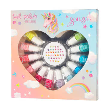 Souza Nail Polish + Nail Stickers In Rainbow Colours Heart In Multi
