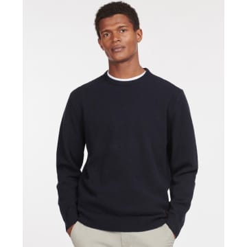 Shop Barbour Navy Patch Crew Neck Sweater In Blue