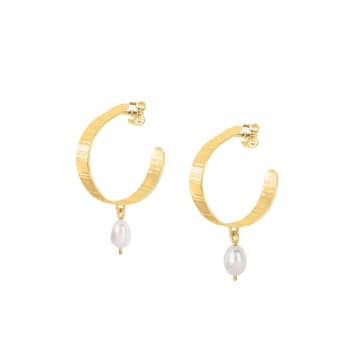 Spoiled Life Olivia Taylor Inverse Pearl Hoops In Gold