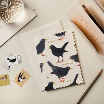 Wanderlust Paper Wanderlust Blackbird 'happy Birthday To You' Card In Neutral