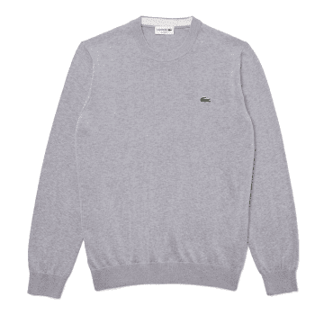 Shop Lacoste Organic Cotton Sweater Round Neck Grey
