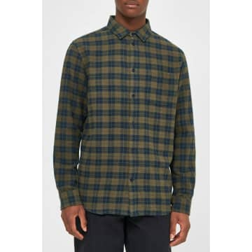 Knowledge Cotton Apparel Green Checkered Loose Fit Shirt