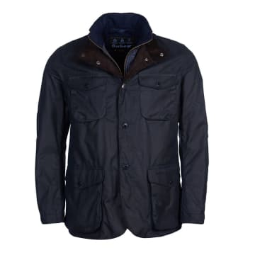 Shop Barbour Ogston Waxed Cotton Jacket Navy In Blue