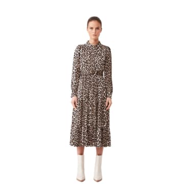 Shop Suncoo Cinzia Midi Dress In Beige Leopard From In Neturals