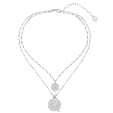 Shop Bibi Bijoux Serenity Layered Charm Necklace Silver In Metallic