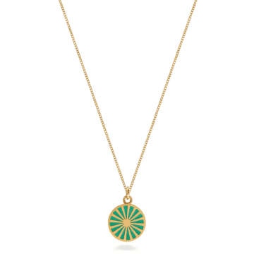 Lime Tree Design Gold Vermeil Enamel Pendant Necklace With Green Spinning Wheel