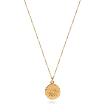 Lime Tree Design Gold Vermeil Medallion Necklace With North Star In Green