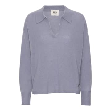 Beta Studios Slate Grey And Blue Greta Cashmere Polo Sweater