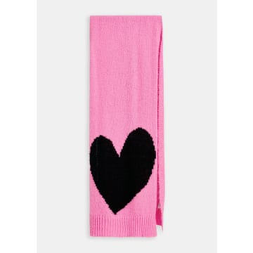 Essentiel Antwerp Pink And Black Expressive Heart Intarsia Printed Knitted Scarf