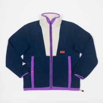 Helly Hansen Fleece Jacket In Navy & Cream In Blue