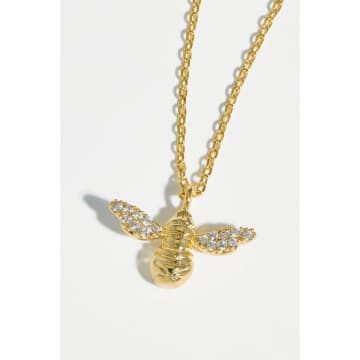 Lark London Estella Bartlett Cz Bee Charm Pendant Necklace In Gold
