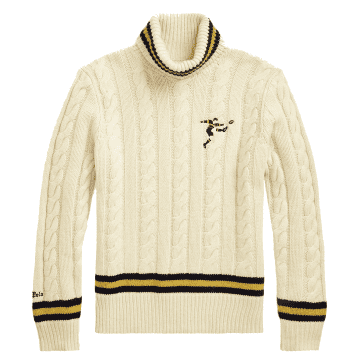 Polo Ralph Lauren Cable Knit Wool Blend Turtleneck Sweater Cream
