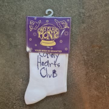 Coney Island Picnic Print Socks Lonely Hearts Club In White