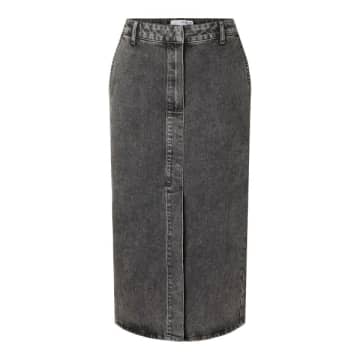 Selected Femme - Denim Midi Skirt Grey Washed In Blue