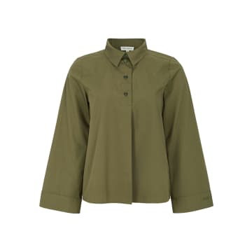 Esme Studios Dark Olive Anine Ls Polo Shirt In Green