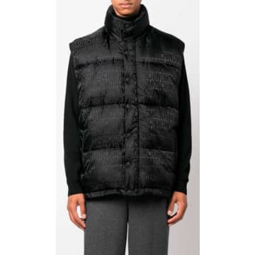 MOSCHINO PADDED VEST WITH LOGO IN JACQUARD