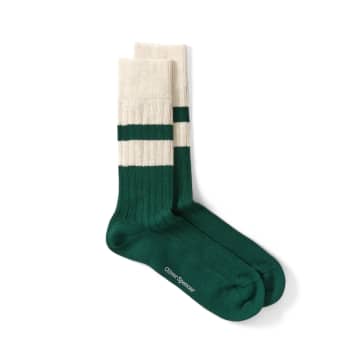 Oliver Spencer Polperro Socks Merrow Green/cream