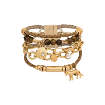 Bibi Bijoux Gold Lioness Spirit Layered Bracelet