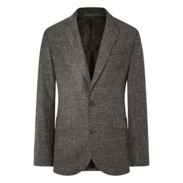 Hackett Brushed Check Knitted Jacket In Brown