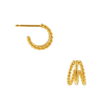 Orelia Triple Illusion Hoop Earrings In Gold