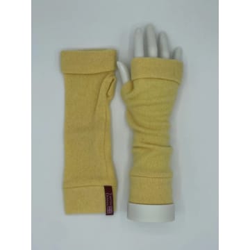 Turtle Doves Daffodil Cashmere Fingerless Gloves Option 2 In Yellow