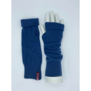 Turtle Doves Blue Cashmere Fingerless Gloves Option 2
