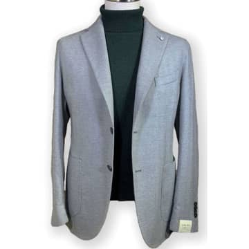 L.b.m 1911 - Light Grey Herringbone Slim Fit Jersey Blazer 35800/2 2815