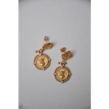 Bon Bon Fistral Gold Coin Link Drop Earrings