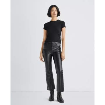 Shop Rag & Bone Casey Faux Leather Cropped Flare In Black