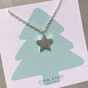 Coral & Mint Silver Star Necklace In Pink