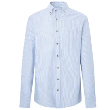 Hackett Brushed Oxford Stripe Shirt In White