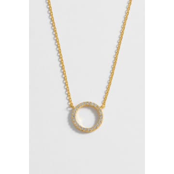 Estella Bartlett Large Pave Set Cz Circle Necklace In Gold