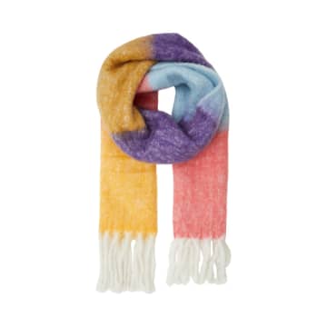 Ichi Fruity Stripe Scarf In Patterned Yellow