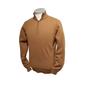 Filippo De Laurentiis - Caramel Wool & Cashmere 1/4 Zip Neck Sweater Mz3mlwc7r 090