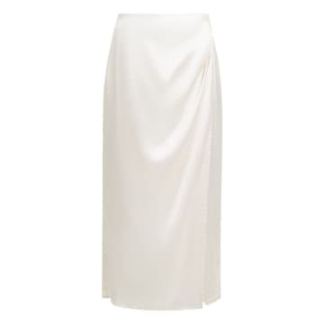 Harrison Fashion Inu Satin Midi Wrap Skirt | Classic Cream In Neutrals