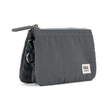 Roka London Purse Carnaby Small Recycled Repurposed Sustainable Taslon In Charcoal