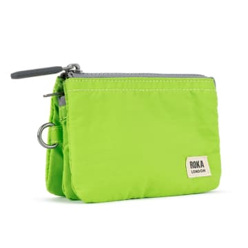 Roka London Purse Carnaby Small Recycled Repurposed Sustainable Taslon In Lime In Green