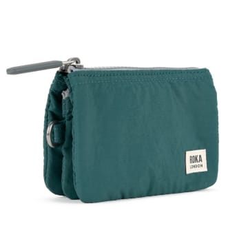 Roka London Purse Carnaby Small Recycled Repurposed Sustainable Taslon In Teal
