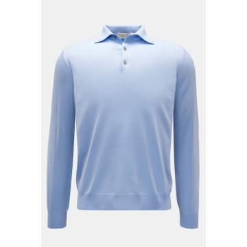 Filippo De Laurentiis - Sky Blue Cotton & Cashmere Long Sleeve Knitted Polo Pl1mlpar 710