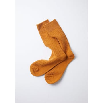 Rototo Gold Cotton Wool Ribbed Crew Socks