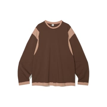 Partimento Cut-off Contrast Long Sleeves T Shirts In Brown