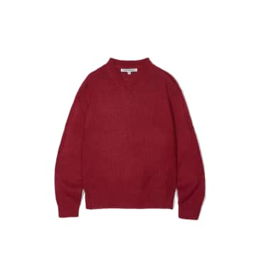 Partimento Solid V Neck Knit In Red