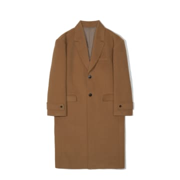 Partimento Wool Oversized Single Button Coat In Camel
