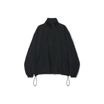 Partimento Curved Zipper Windbreaker Zip-up Jacket Black