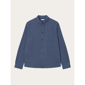Knowledge Cotton Apparel 1090055 Regular Fit Melangé Flannel Shirt Estate Blue