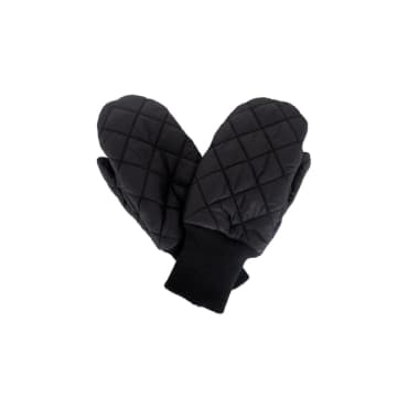 Black Colour Tommy Quilt Mittens In Black