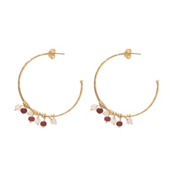 A Beautiful Story Aurora Garnet Rose Quartz Gold Earrings