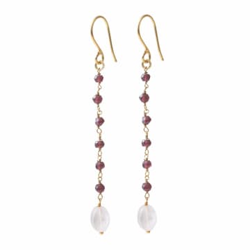 A Beautiful Story Blooming Garnet Rose Quartz Gold Earrings