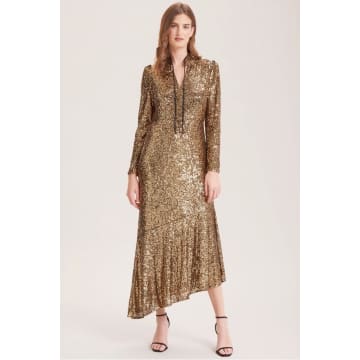 Cefinn Jacquetta Dress In Gold Sequin